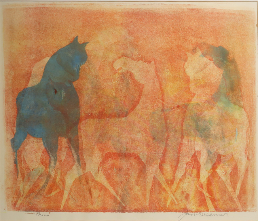 Jan Bezemer: Monoprint, Paarden - Ingelijst kopen? Bied vanaf 70!