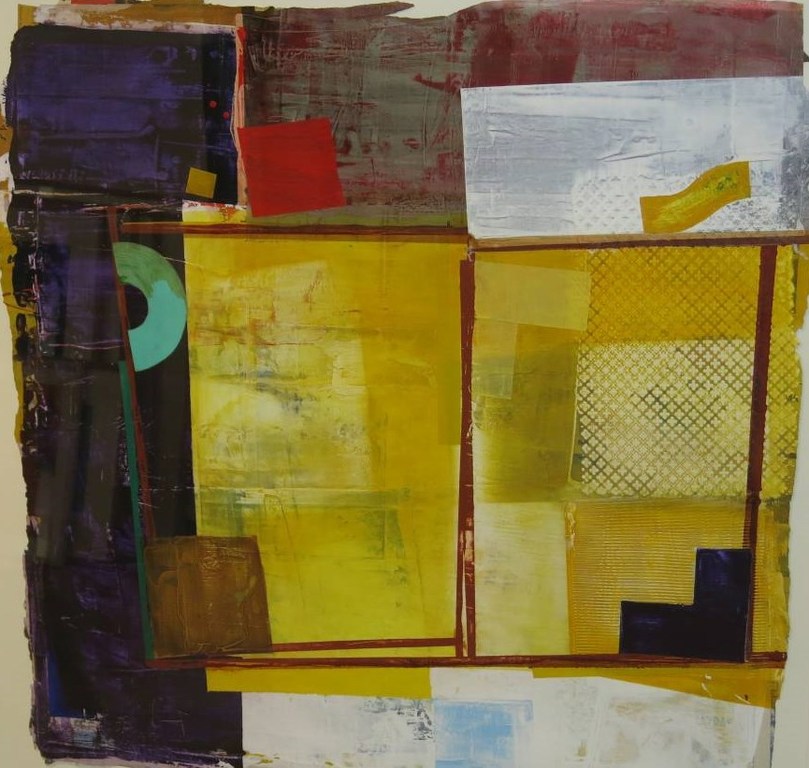 Jos Verwiel: Acryl op papier/collage, Portifora - Ingelijst (Zeer Groot!) verkocht voor € 450!