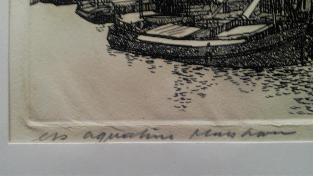 Ets aquatint Maashaven gesigneerd en gedateerd '71 kopen? Bied vanaf 21!