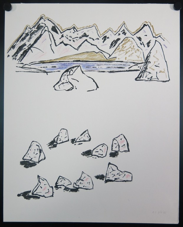 Anne Semler: Met de hand ingekleurde litho, Berglandschap  kopen? Bied vanaf 1!