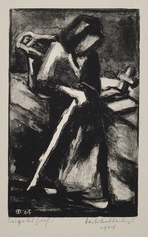 Aart van Dobbenburgh: Litho - Langs het Graf  - 1924 kopen? Bied vanaf 25!