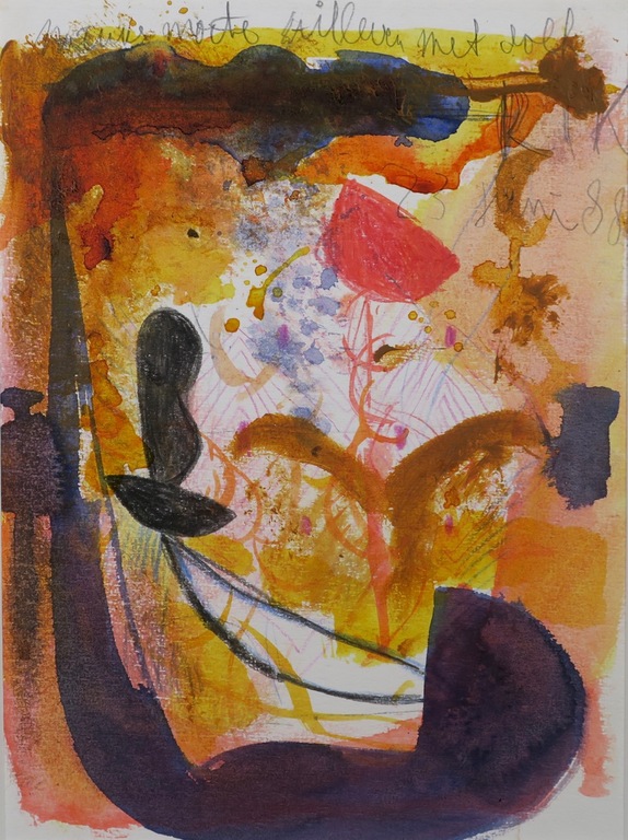 Rik van Iersel: Gouache en potlood, ...Stilleven met dolk verkocht voor € 80!