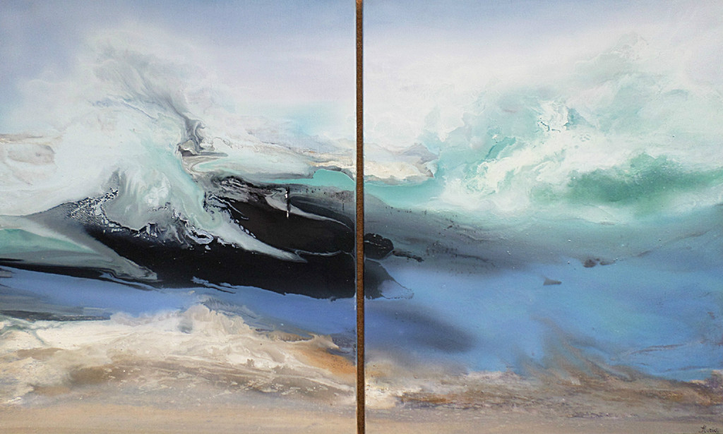 Christian Florio - Abstract tweeluik, olieverf op doek verkocht voor € 290!