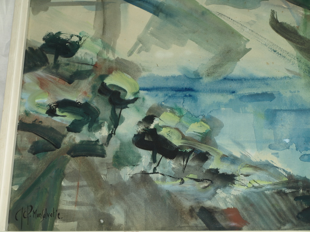 Monsalvati  – Aquarel – Landschap - Gesigneerd & ingelijst – ca 1960 kopen? Bied vanaf 1!