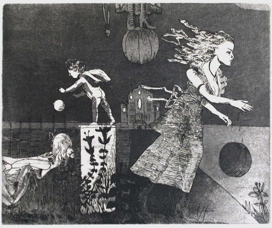 Cees Landsaat, Vreemd Spel, ets verkocht voor € 35!