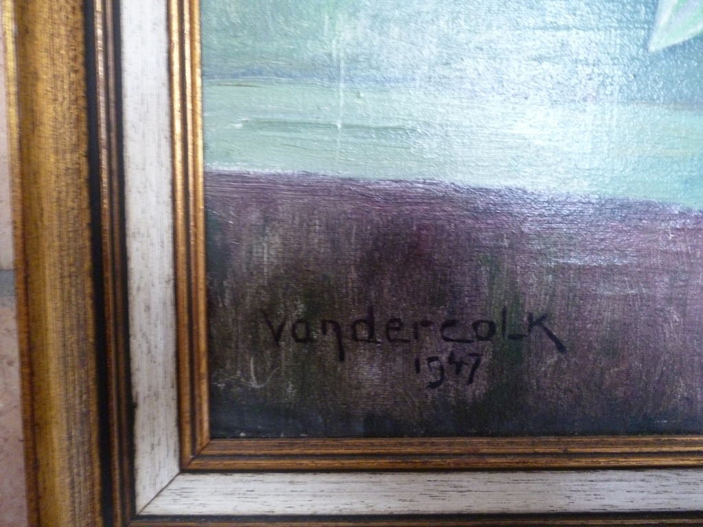 W.A. van der Colk - olieverf - Interieur kweektuin kopen? Bied vanaf 275!