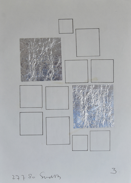 Siep van den Berg - Siep van den Berg # TEKENING EN COLLAGE met zilver # 1980, mint, gesigneerd verkocht voor € 49!