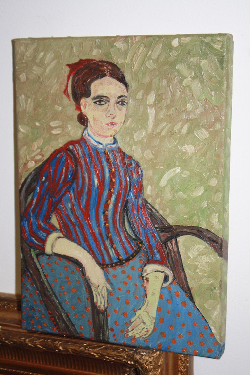 DAME IN STOEL NAIEF OLIEVERF  VAN T JANSEN kopen? Bied vanaf 1!