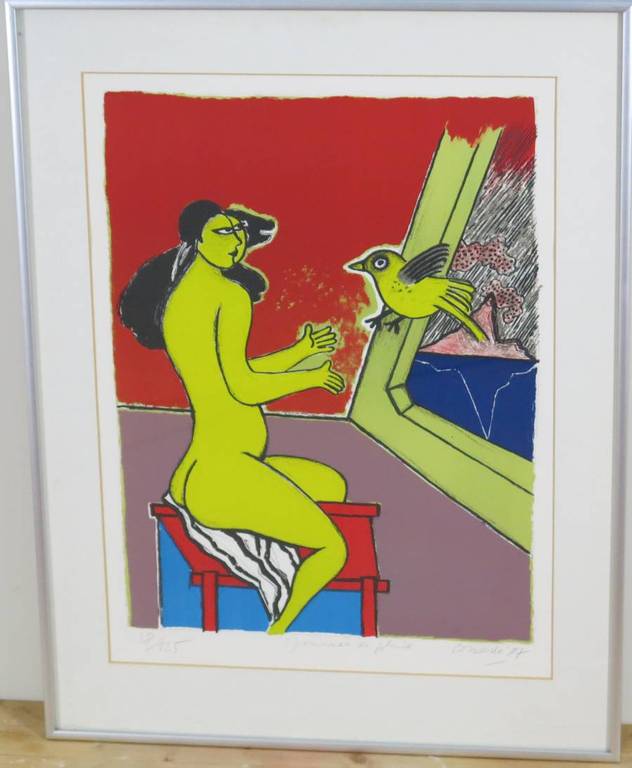 Corneille: Litho, Journee de pluie - Ingelijst verkocht voor € 250!