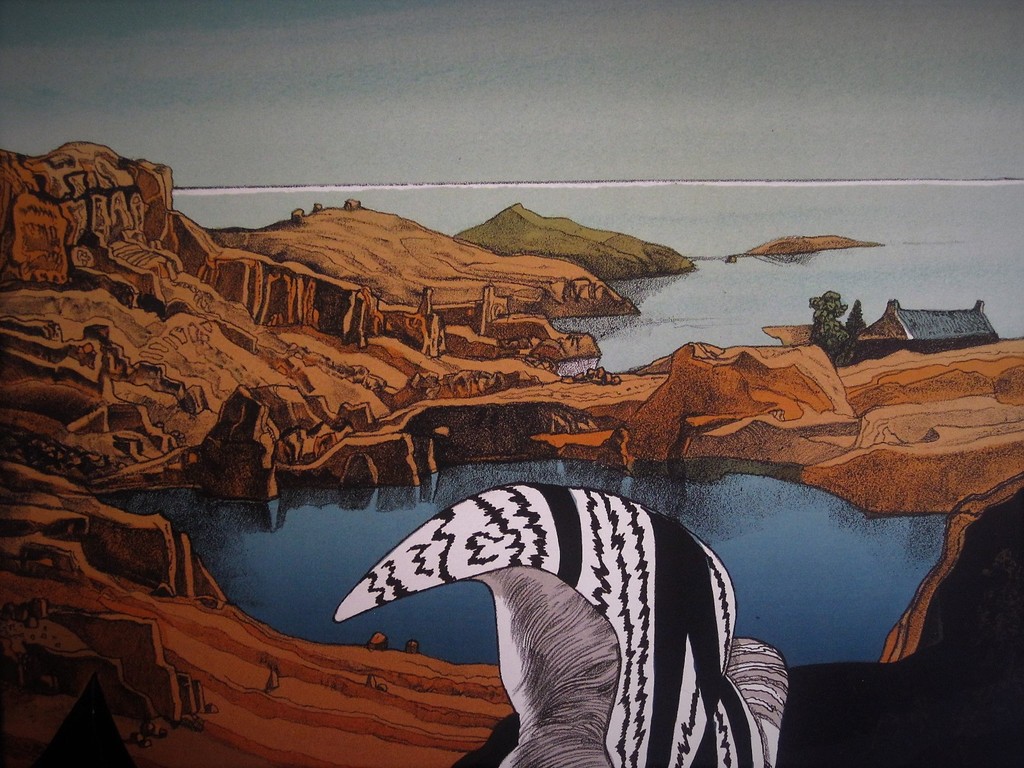 Fraaie gesignd Litho "DreamSea" van Tsjechisch surrealist Josef Liesler (1912-) kopen? Bied vanaf 1!