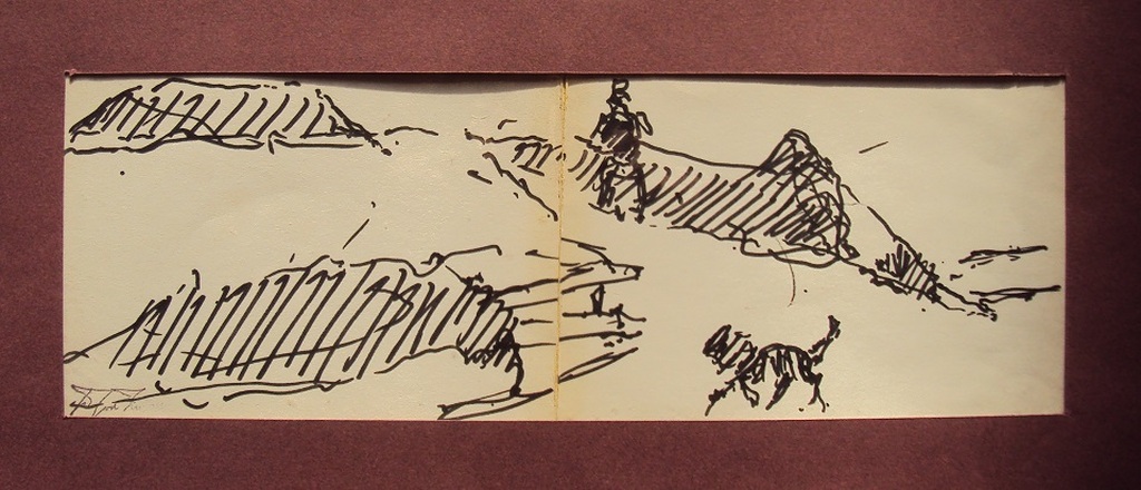 Douwe van der Zweep, landschapje, pentekening kopen? Bied vanaf 15!