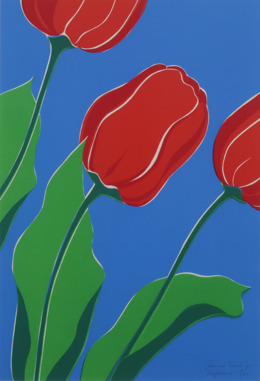 Joke van der Tuuk: Zeefdruk, Tulpen - Ingelijst kopen? Bied vanaf 20!