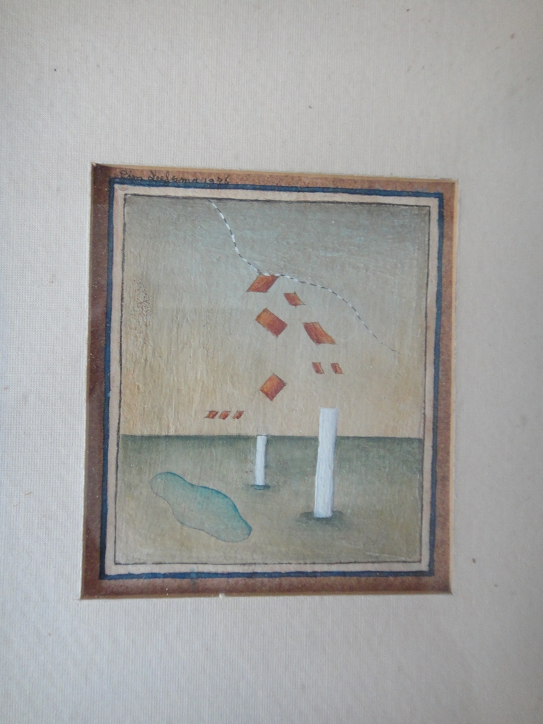 Pim Leefsma, aquarel, "landschap met vliegers" verkocht voor € 35!