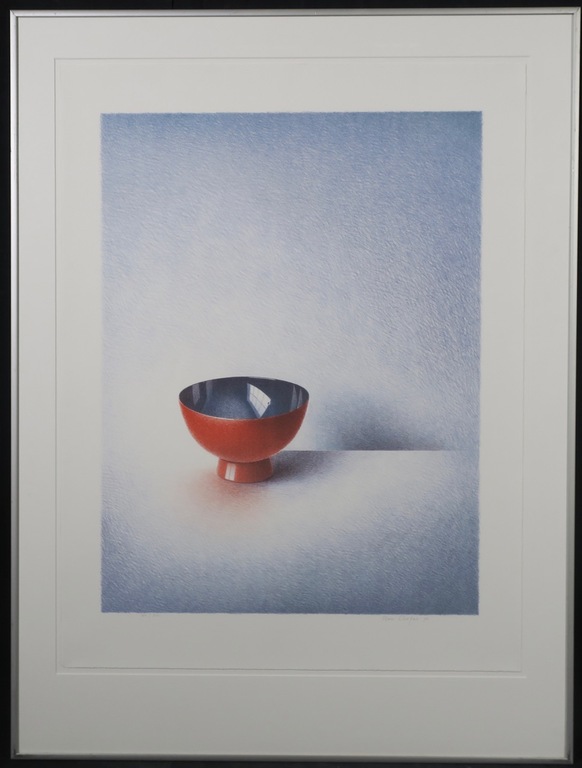 Olav Cleofas van Overbeek: Litho, Rode kom - Ingelijst verkocht voor € 40!