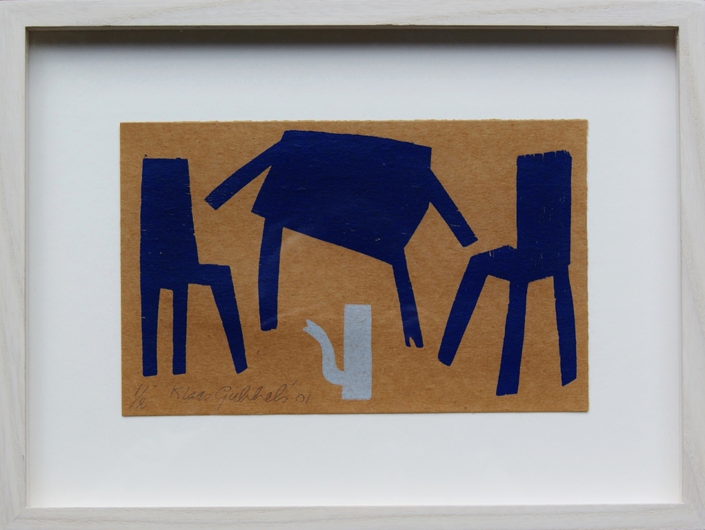 Klaas Gubbels houtdruk 2001 - oplage 2 ex. verkocht voor € 350!