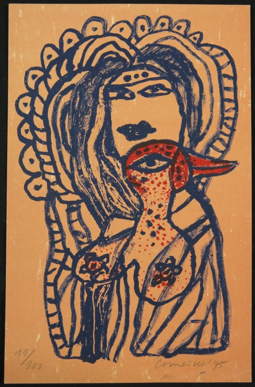 Corneille: Litho, Femme et oiseau au bec rouge kopen? Bied vanaf 40!