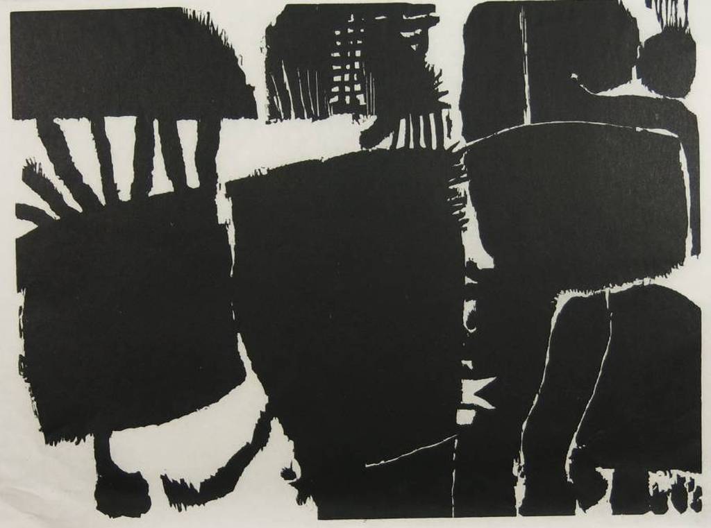 Guillaume Le Roy: Houtsnede op Japans papier. compositie in zwart kopen? Bied vanaf 1!