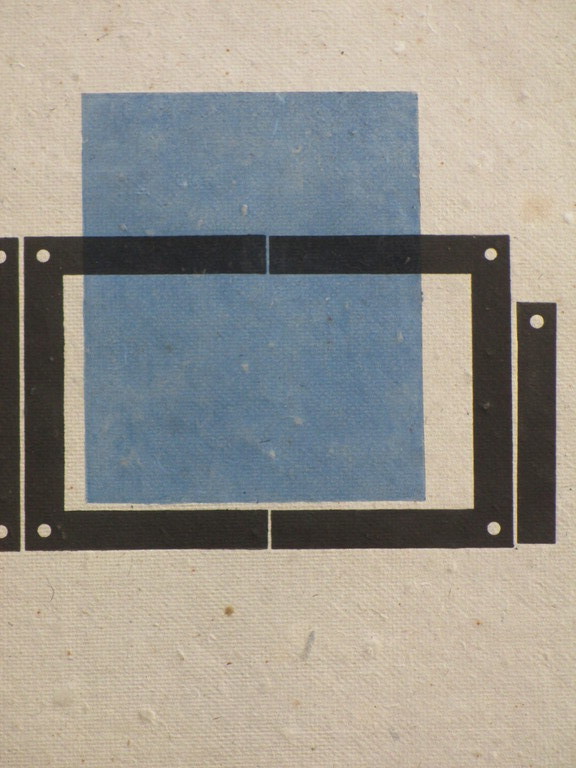 Theo Beerendonk - Theo Beerendonk, Geometrische voorstelling in zwart/blauw, Diepdruk kopen? Bied vanaf 45!