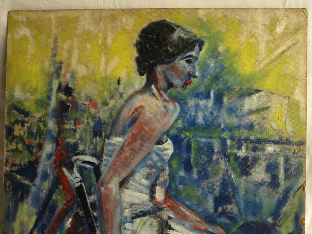 Arnold Sonderman : Olieverf op board – Vrouw op stoel – gesigneerd – 1964 kopen? Bied vanaf 50!