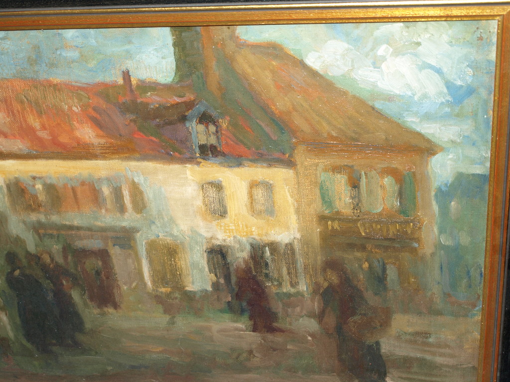 MAX SPRINKMANN (1876-?)–Olieverf –Stadsgezicht –Gesigneerd & ingelijst – ca 1922 kopen? Bied vanaf 1!