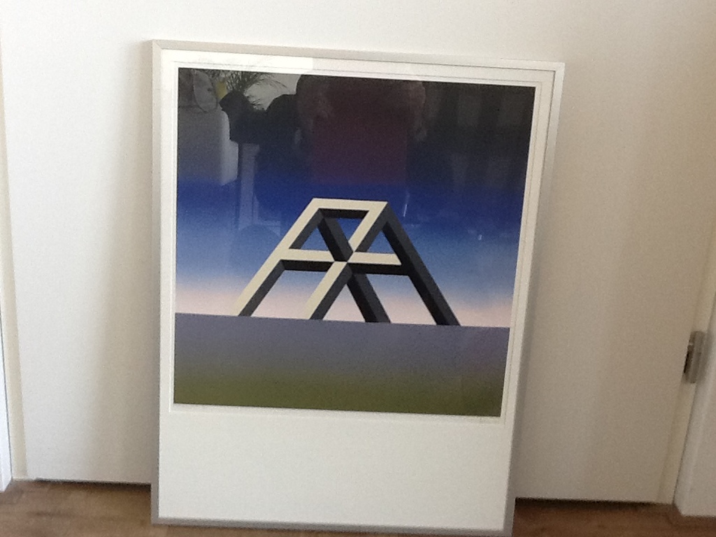 Dirk Huizer : Kleurenzeefdruk " Konstruktie "  handgesigneerd en genummerd.   verkocht voor € 50!