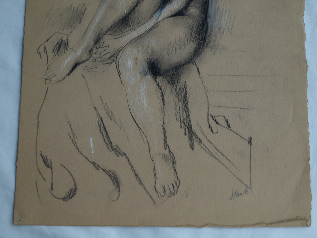 Onduidelijke signatuur : Tekeningen , Naakte vrouw – gesigneerd – ca 1950 kopen? Bied vanaf 1!