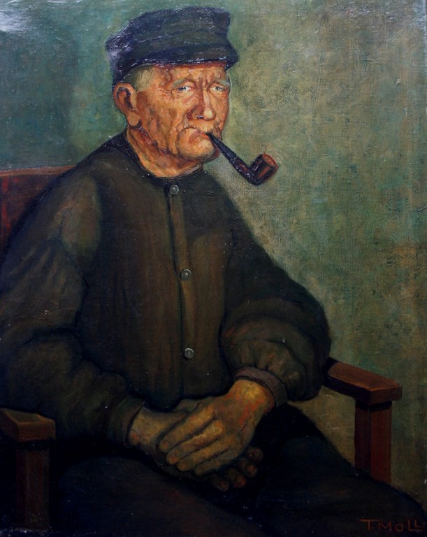 Tijmen Moll - Huizer boer - olieverf op doek - gesigneerd verkocht voor € 180!