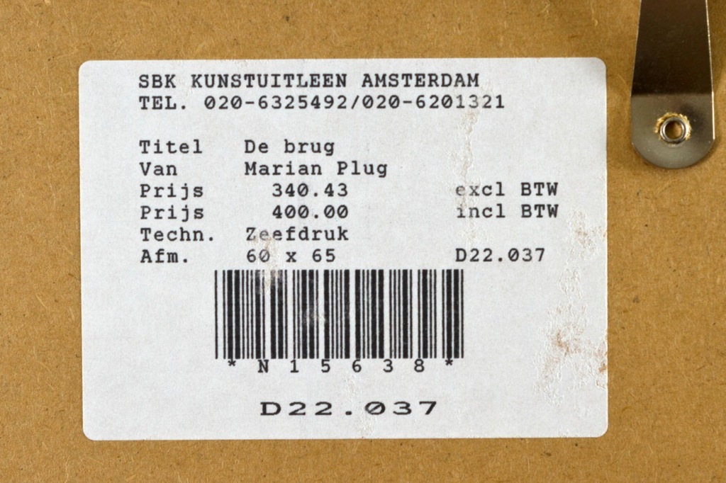 Marian Plug: Zeefdruk, De brug - Ingelijst kopen? Bied vanaf 1!