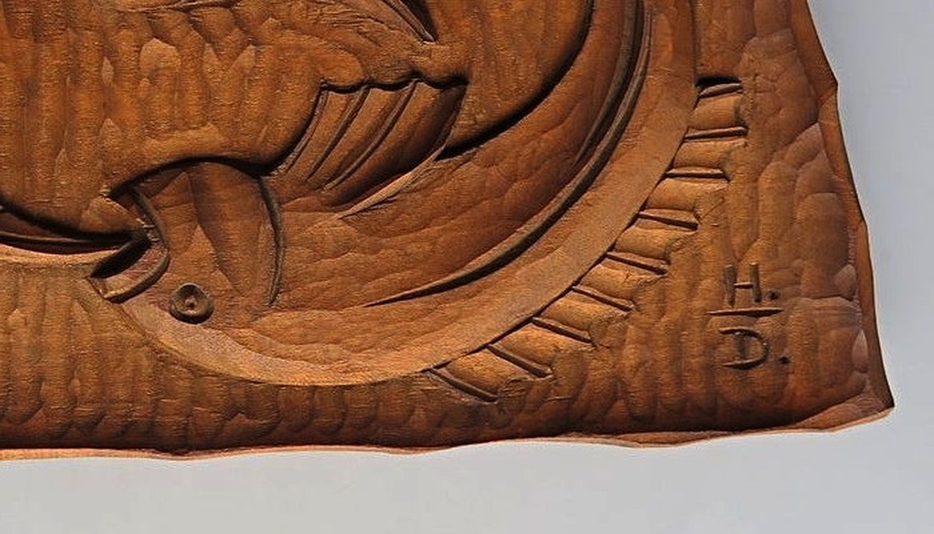 Houten wandsculpture - "Drie spelende Stekelbaarsjes" - gesigneerd - 70-er jaren kopen? Bied vanaf 1!