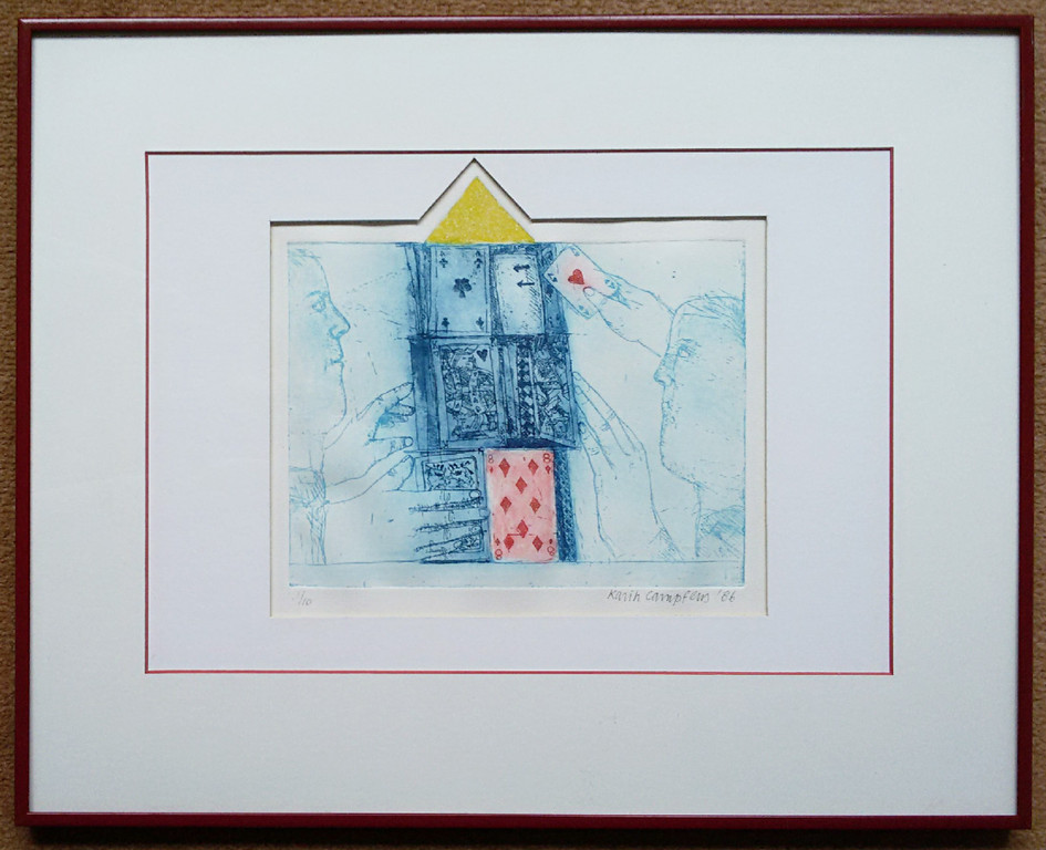 Karin Campfens - Kaartspelers, aquatint ets (ingelijst) kopen? Bied vanaf 1!