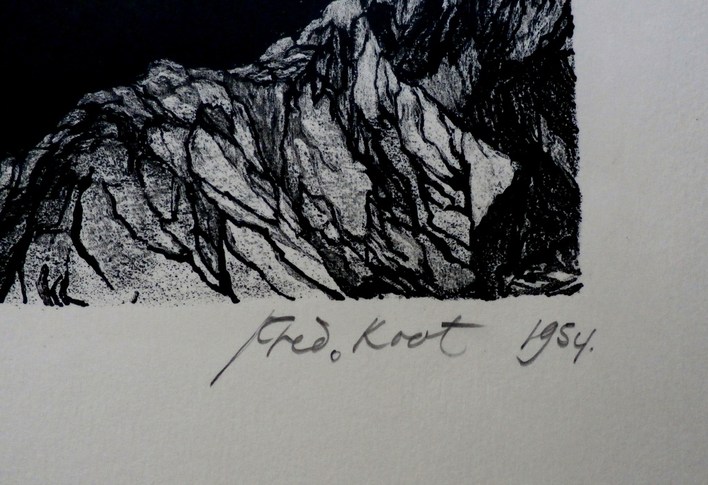 Fred Koot - Litho: Archeron III (Surrealistisch landschap)  - 1954  kopen? Bied vanaf 30!