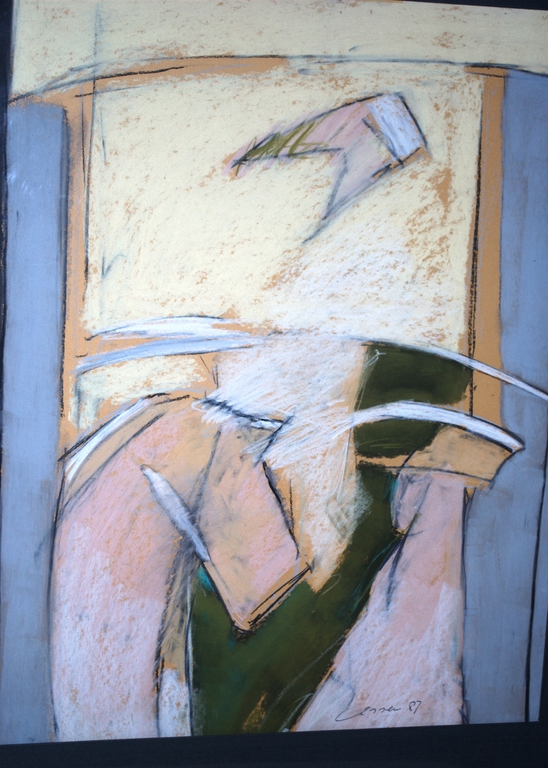Abstracte pastel op papier - gesigneerd, 1987, fraai ingelijst kopen? Bied vanaf 35!