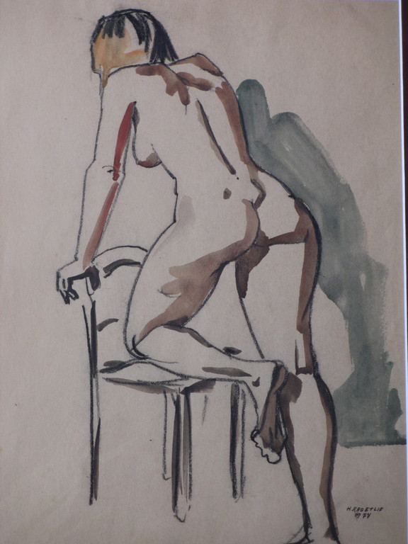 Henny Ragetlie, Vrouwelijk naakt op stoel, Gemengde techniek kopen? Bied vanaf 35!