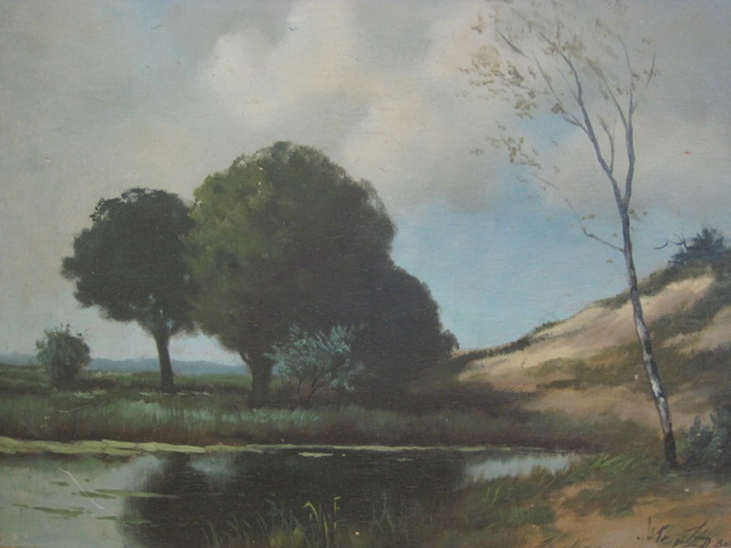 Dick Salome ( 1907 - 1986 ) olieverf - Duinlandschap  - omstreeks 1930/1940 kopen? Bied vanaf 1!