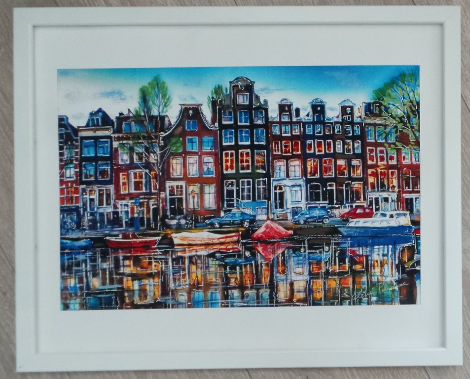 Elena Polyakova:  Zomer in Amsterdam, Gemengde techniek kopen? Bied vanaf 75!