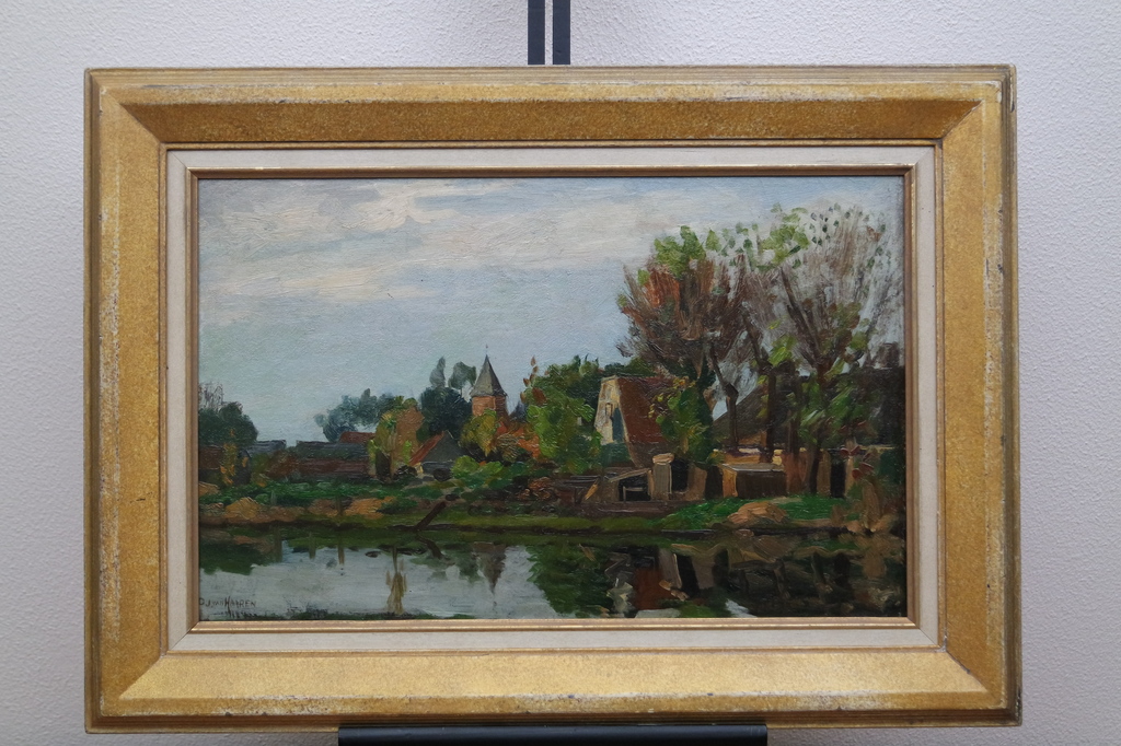 Dirk Johannes van Haaren (1878-1953) - olieverf op paneel - Oud Sloterdijk verkocht voor € 325!