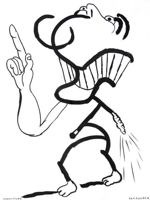 KAMAGURKA grote tekening met lijst verkocht voor € 350!