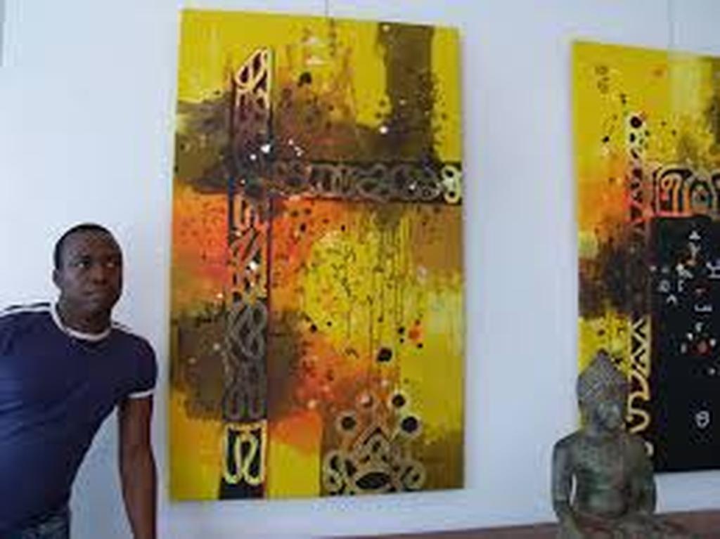 Marcel Pinas - zeefdruk: Afaka 2 - ingelijst kopen? Bied vanaf 100!