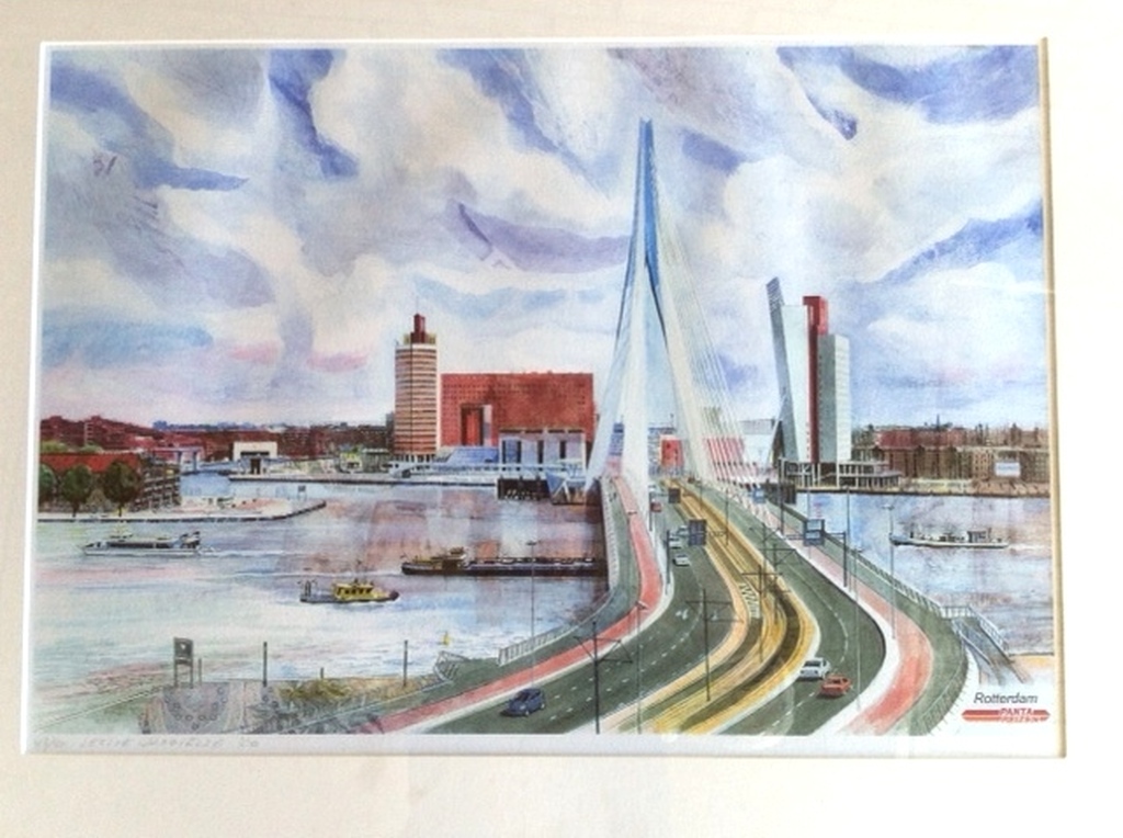 Litho LESLIE GABRIELSE Rotterdam Erasmusbrug 80 x 60 cm-43/50=gesigneerd kopen? Bied vanaf 25!