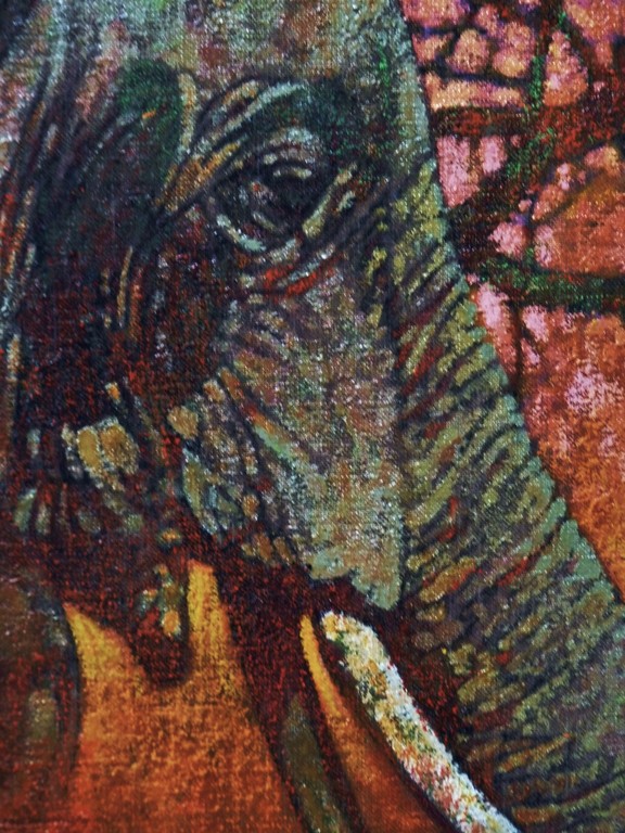 Michael Vaughan.  Olieverf op canvasboard,  Olifanten kopen? Bied vanaf 120!
