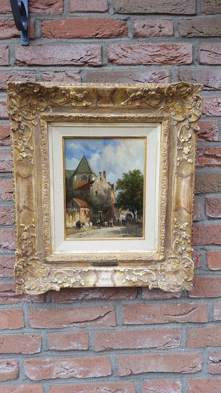 Adrianus Eversen (Amsterdam 1818 - Delft 1897) Zomers stadsgezicht. kopen? Bied vanaf 7550!