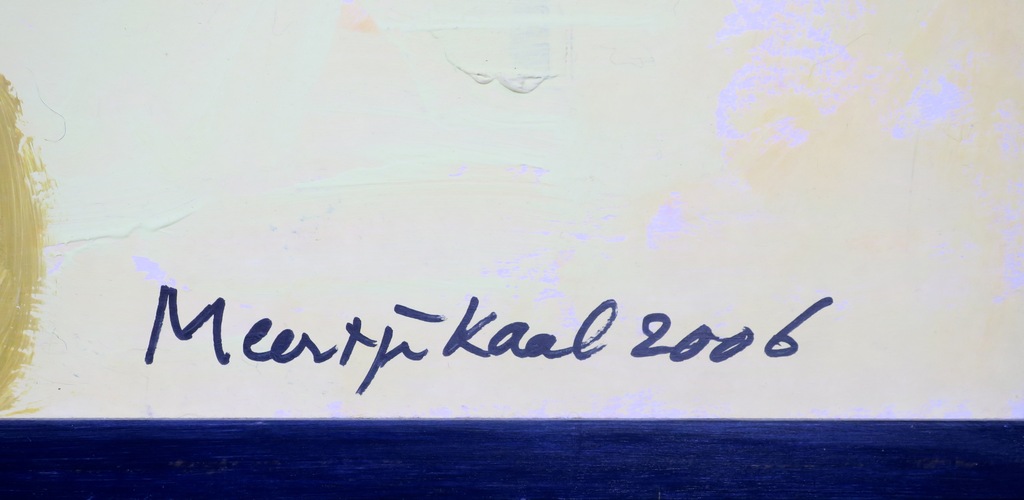 Meertje Kaal: Olieverf en collage op karton, De duif die.. - Ingelijst (Groot) kopen? Bied vanaf 1!