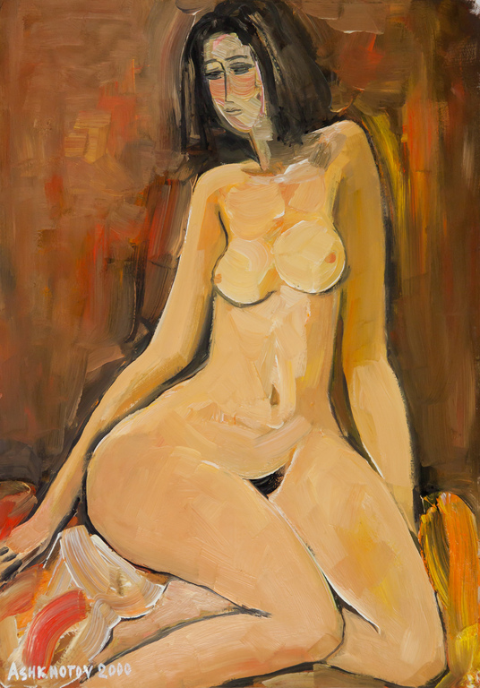 Mikhail Ashkhotov: Naakt, Olieverf op papier, Origineel werk verkocht voor € 115!