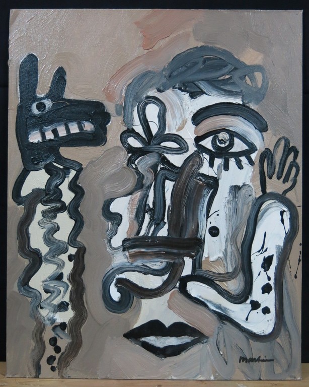 Anton Martineau: Olieverf op canvasboard, Toneelspelers verkocht voor € 250!