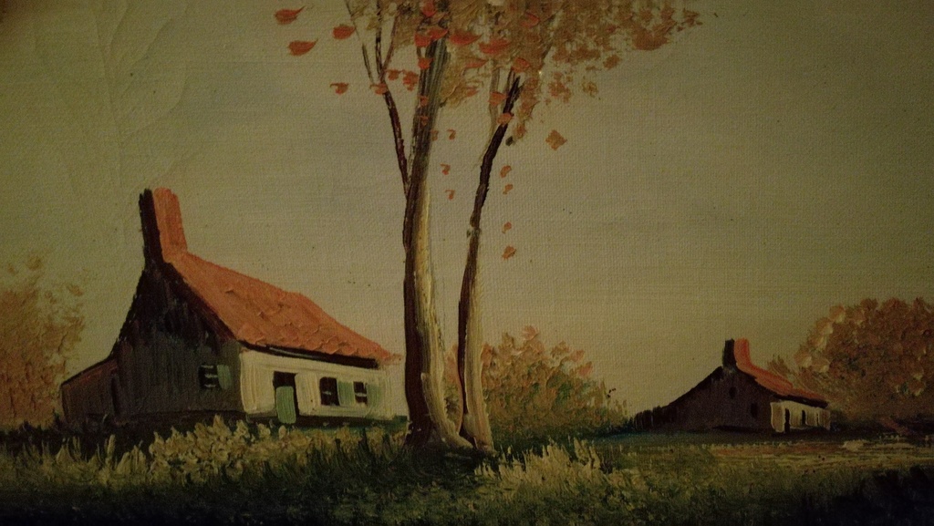 Onbekend kunstenaar, Olieverf op doek, Hoeve landschap kopen? Bied vanaf 1!