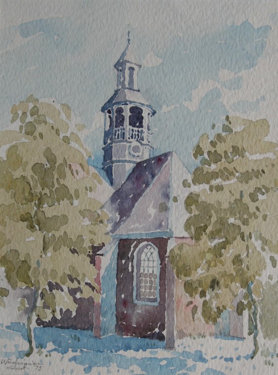 Onbekende Poolse kunstenaar - aquarel - kerk te Heemstede kopen? Bied vanaf 1!