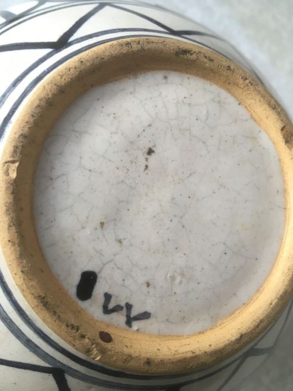 Witte vaas met stilistisch jagers decor - Mid Century modern - gemerkt kopen? Bied vanaf 14!