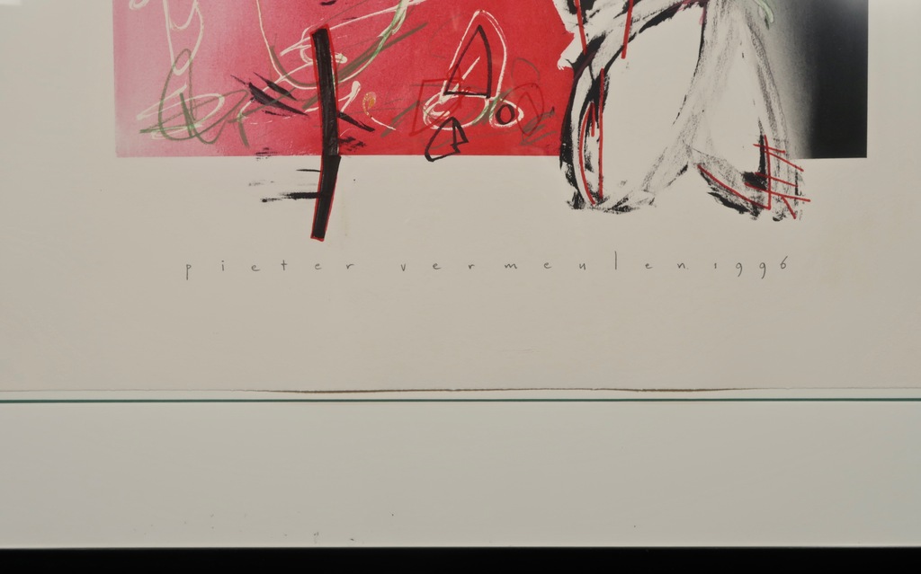 Pieter Vermeulen: Gemengde techniek op papier, Zonder titel - Ingelijst kopen? Bied vanaf 35!