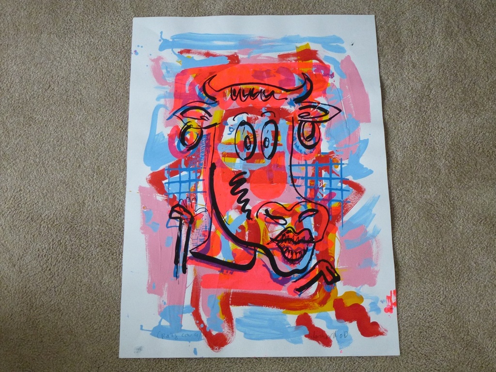Peter Klashorst, zeefdruk: Crazy Cow, handbewerkte zeefdruk, handgesigneerd en genummerd, kleine oplage van 10 stuks!!! kopen? Bied vanaf 1!