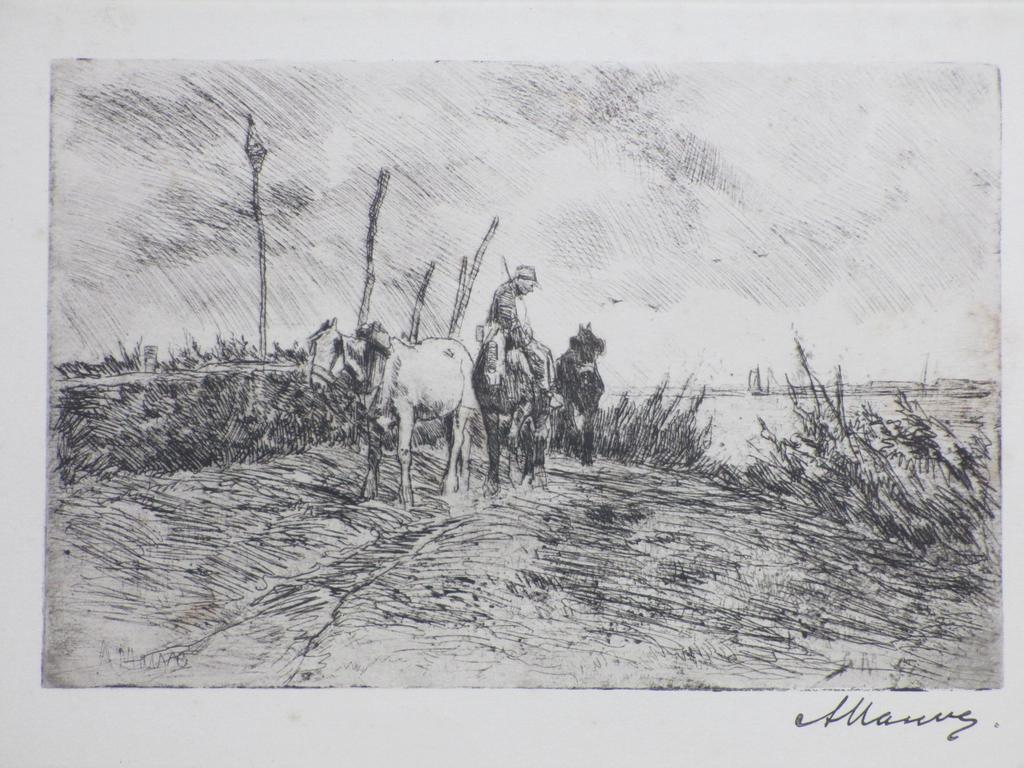 Anton Mauve, Schuitenjager met paarden, Ets kopen? Bied vanaf 45!